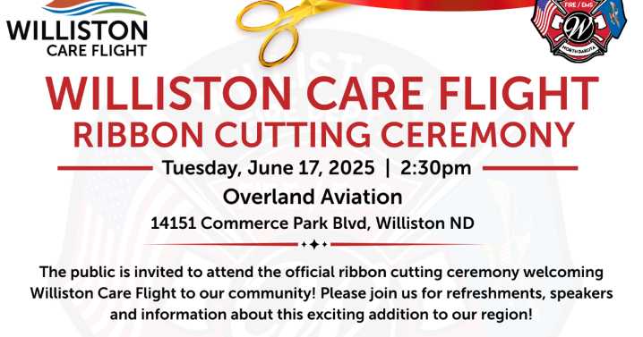 Official ribbon cutting for Williston Care Flight June 17