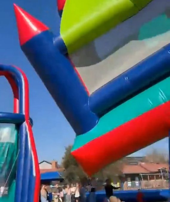 Two children fall 40ft from bouncy castle after it’s launched skywards by wind