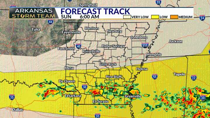 Arkansas Storm Team Forecast: Low Risk Storm Threat Tonight for Southern Arkansas