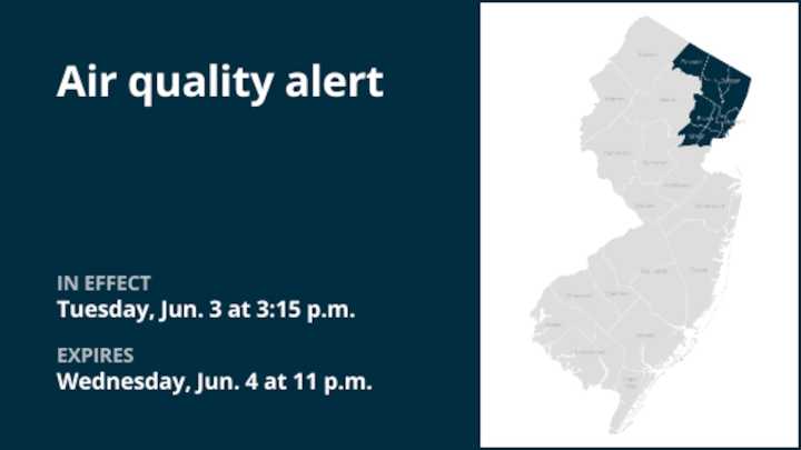 Air quality alert issued for 5 N.J. counties Wednesday