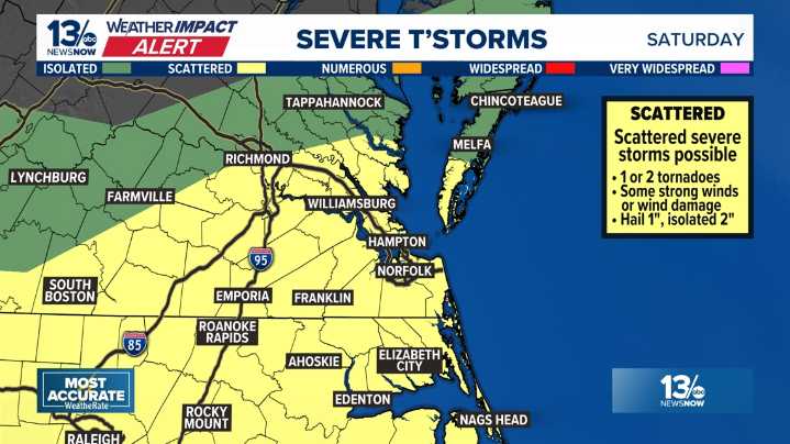 Weekend forecast: Severe thunderstorm risk Saturday, Sunday in Hampton Roads