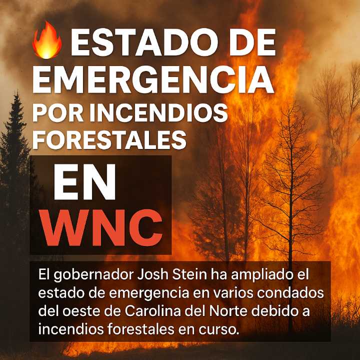 Amplían emergencia por incendios forestales en Carolina del Norte