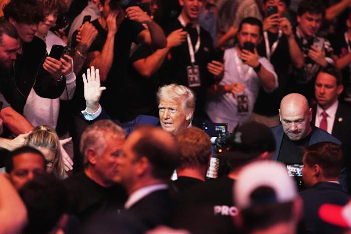 Trump attends UFC championship fight in New Jersey, taking a break from Musk feud for cage fights