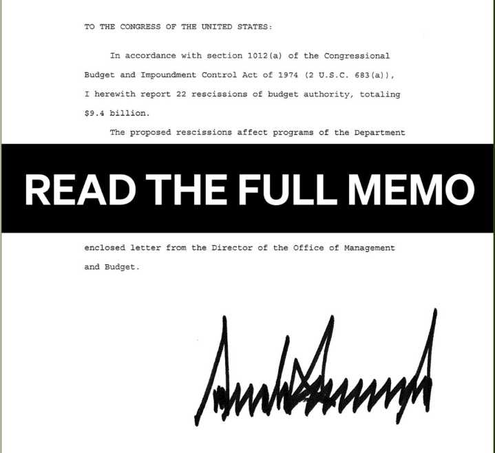 Read Trump's full memo asking Congress to claw back approved spending targeted by DOGE