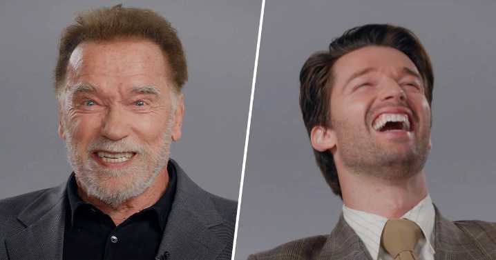 Patrick Schwarzenegger Cracks Up at Dad Arnold  Schwarzenegger Recalling 'White Lotus' Nude Scene