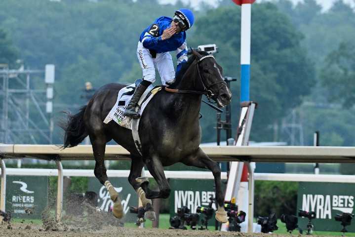Sovereignty beats Journalism to win the Belmont Stakes at Saratoga