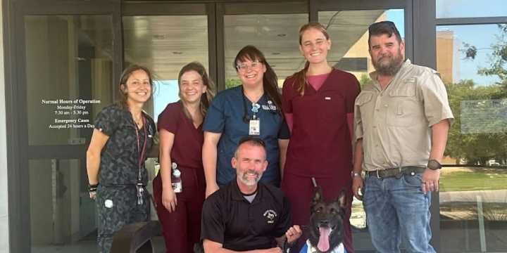 Waco, Texas K9 officer Andor is back home recovering after surgery
