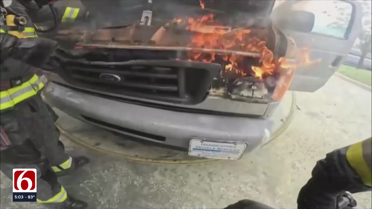 WATCH: Man rescued from burning van by Jenks first responders