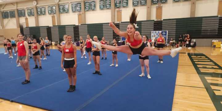 Cheerleaders gather at Lincoln Southwest High School for college combine