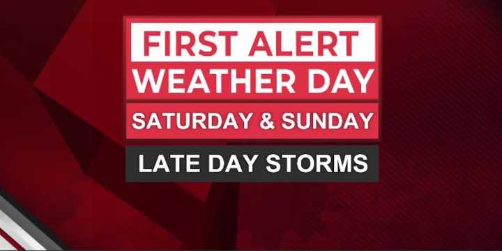 Late day storms Saturday and Sunday
