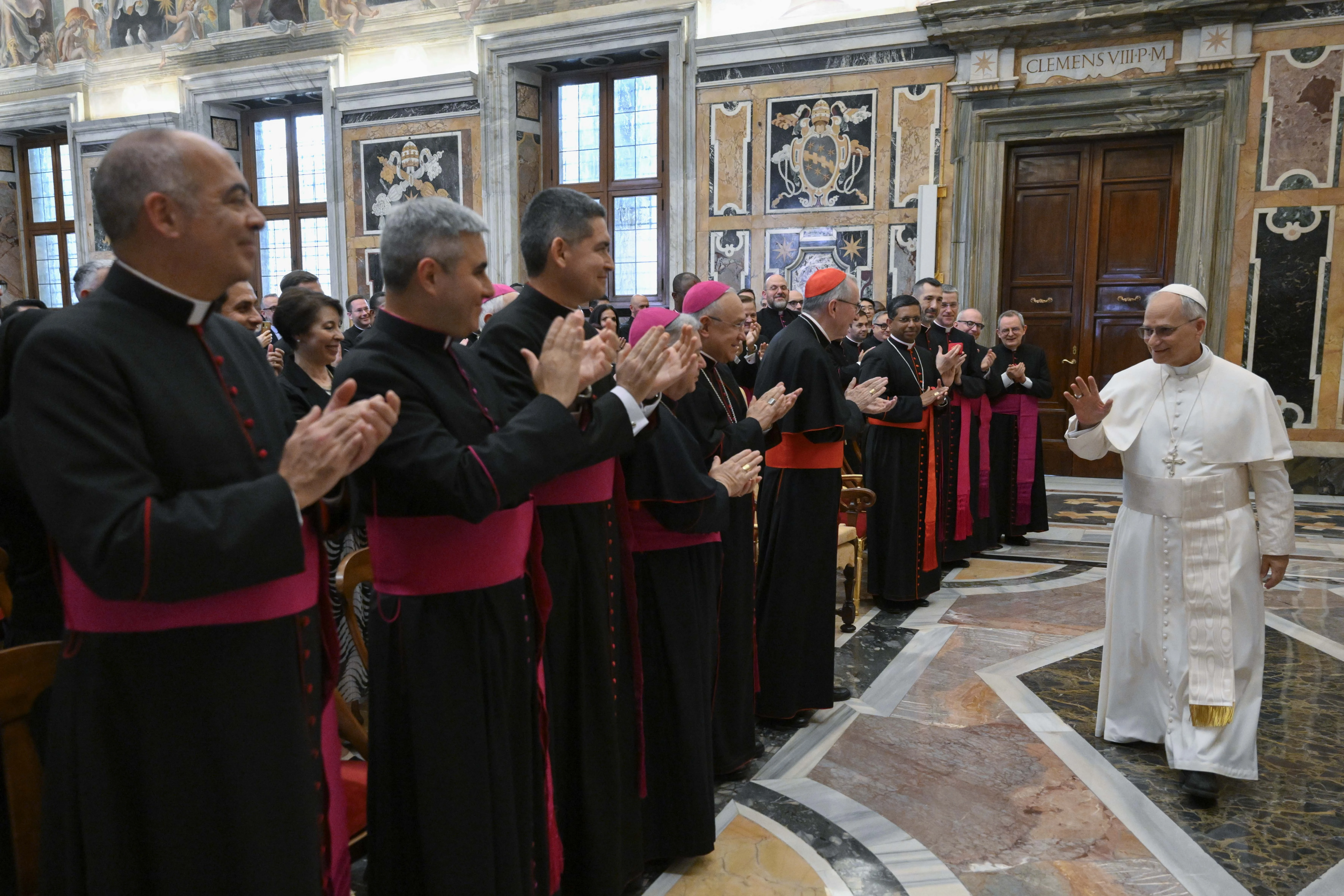 Pope Leo XIV meets with his diplomatic team