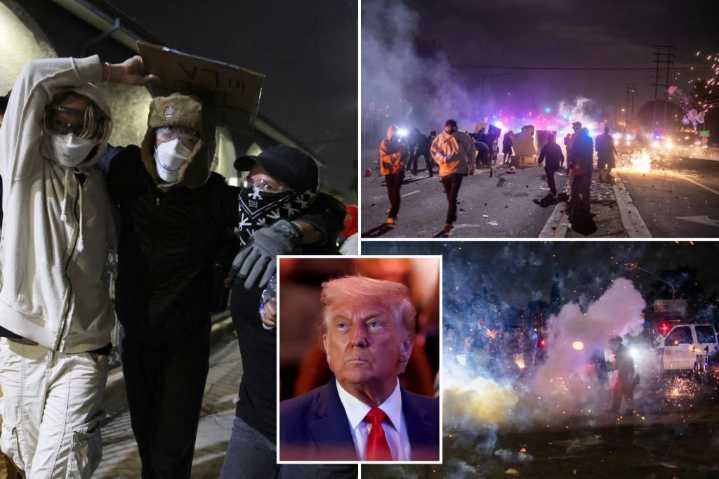 Trump rips ‘incompetent’ Newsom, LA Mayor Bass amid riots over immigration raids, says masks not allowed at protests