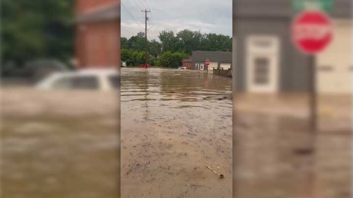 Flash flooding swamps streets, forces rescues after heavy rain in Salem, Indiana