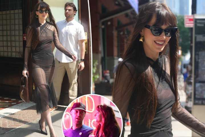 Dakota Johnson shows Chris Martin what he's missing post-breakup in completely sheer ensemble