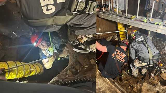 Rescue crews save man trapped down 75