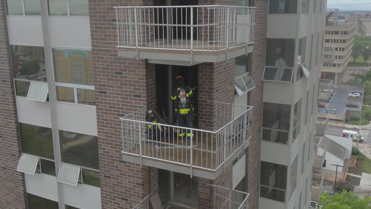 6 apartments damaged after fire at Riley Towers in downtown Indianapolis