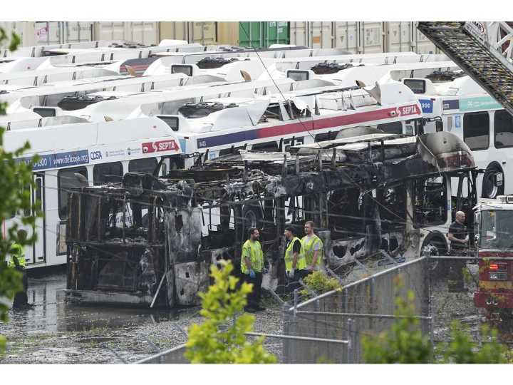 No injuries when fire erupts at Philadelphia transit lot