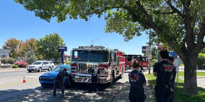 Fire engine involved in crash on Blue Lakes Boulevard