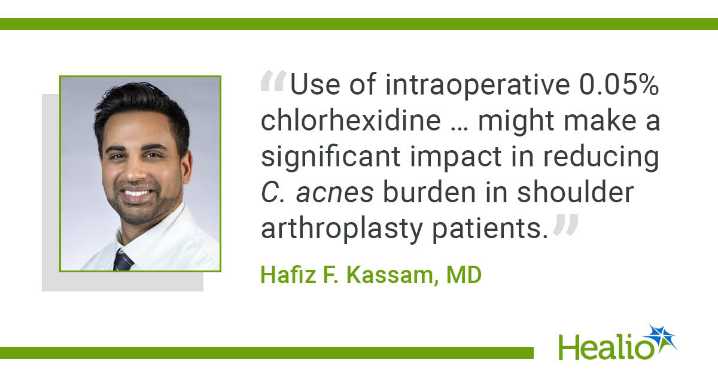 Chlorhexidine irrigation during TSA may decrease rates of positive deep C. acnes cultures