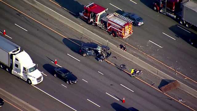 Panels fly off truck, crash onto vehicle on Route 128 in Burlington