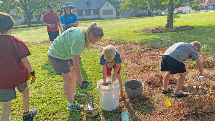 Scouts help with Community Pollinator Garden Project