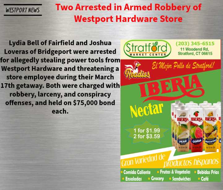 Two Arrested in Armed Robbery of Westport Hardware Store