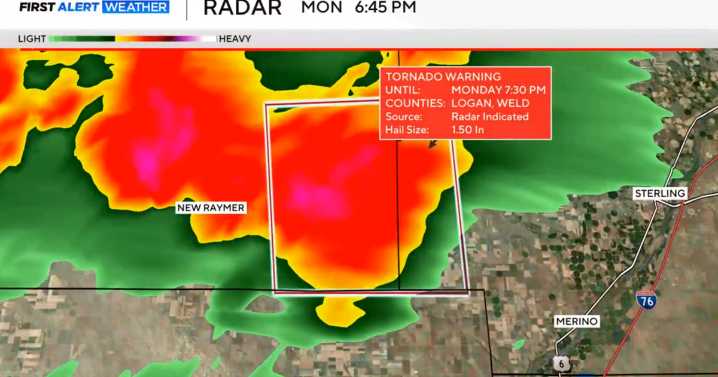 Tornado warning goes into effect in small section of northeastern Colorado