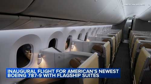 Inaugural flight for American's newest private 'Flagship Suites' takes off from Chicago's Ohare airport to London