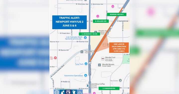 Water main repair to affect traffic in North Spokane