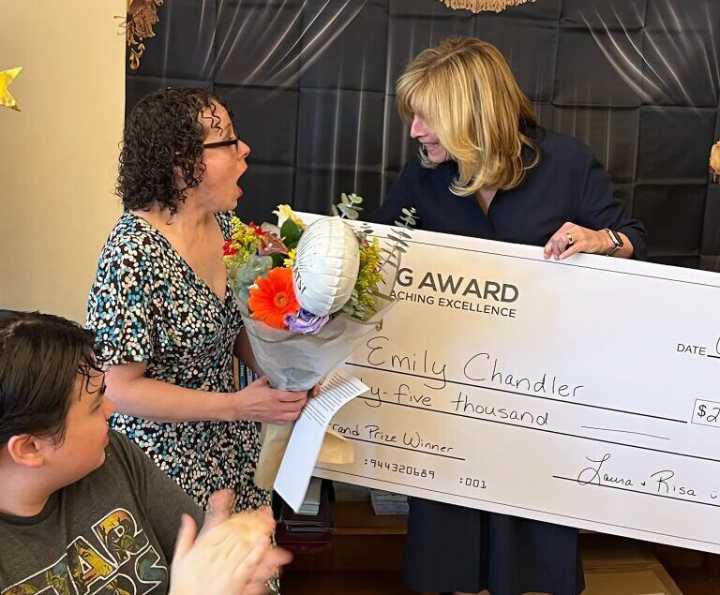 Foundation surprises teacher with $25K check for excellence award