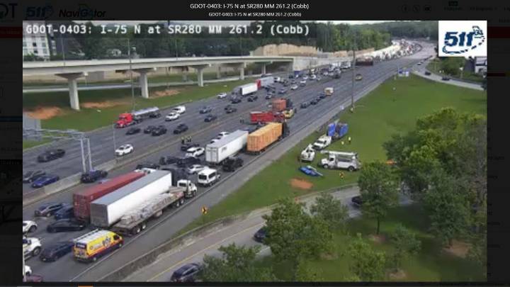 I-75 northbound closed in Cobb County due to deadly crash