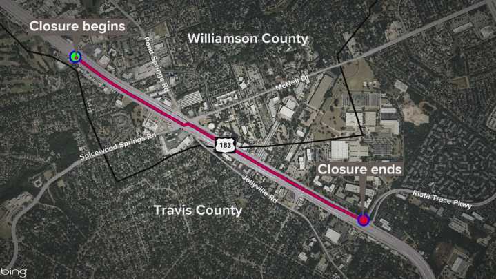 Austin traffic: 3 lanes of US 183 South will be closed this weekend