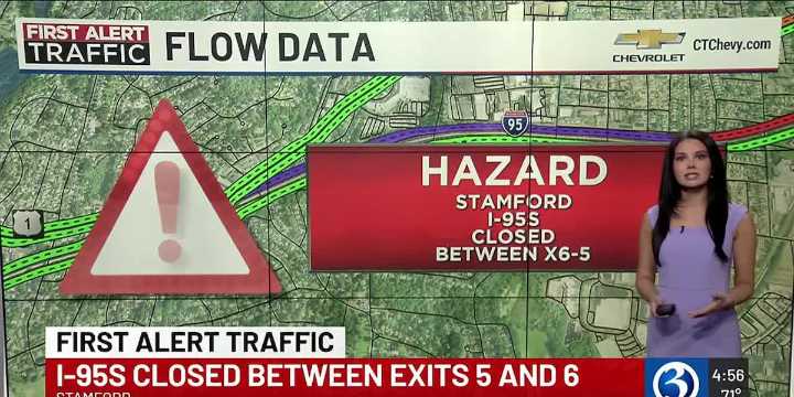 Crash closes I-95 south in Stamford