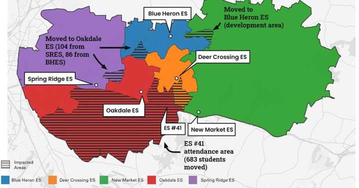 Spring Ridge Elementary community concerned about redistricting splitting neighborhood