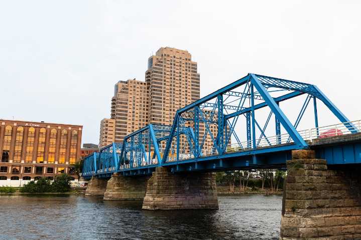 Why Grand Rapids’ iconic Blue Bridge will shine orange this weekend