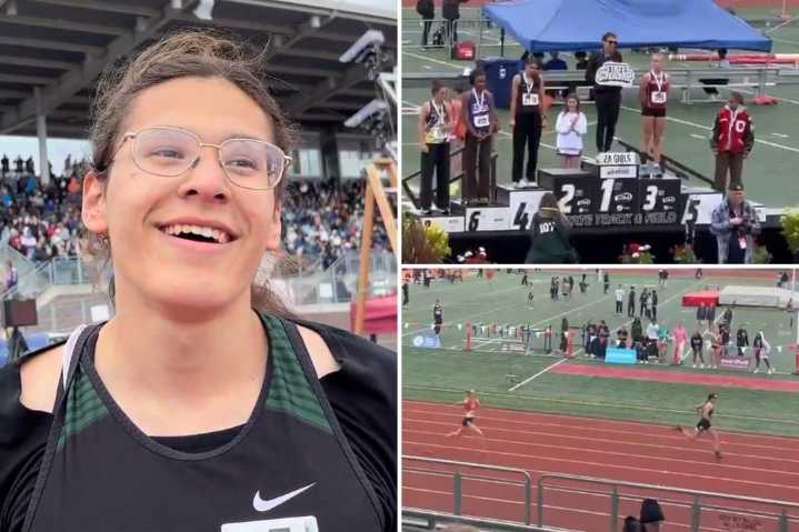 Trans athlete tells critics to 'get a life' after dominating girls' Washington state track high school championship for second year straight