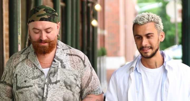 Sam Smith Goes Incognito In Full Camo Outfit For Coffee Run With Boyfriend Christian Cowan 
