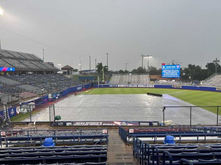 Weather will delay Game 2 of WCWS finals between Texas and Texas Tech