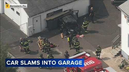 Car crashes through garage wall in Bensalem, Bucks County; 2 injured