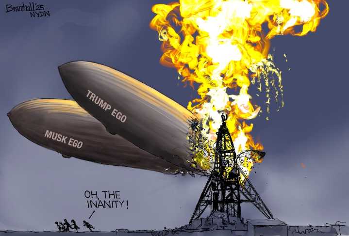 Trump-Musk fight, budget impact, Ukraine drone strikes: Editorial cartoons for June 8, 2025
