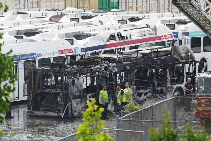 Decommissioned SEPTA buses catch fire in Philly lot
