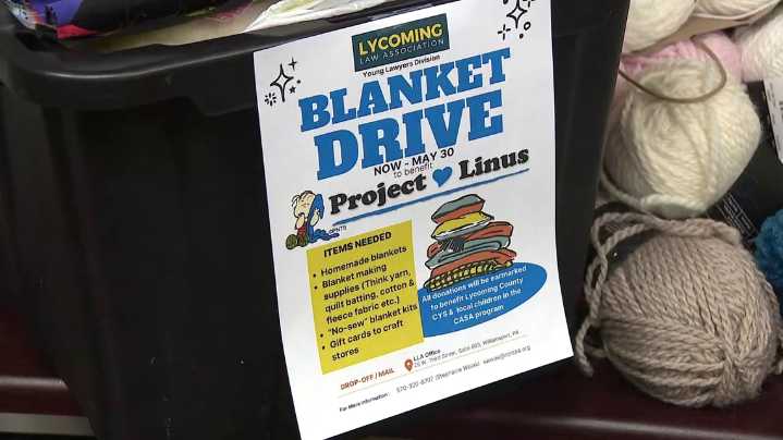 Lycoming Law Association Young Lawyers Division making sure children in need have a blanket