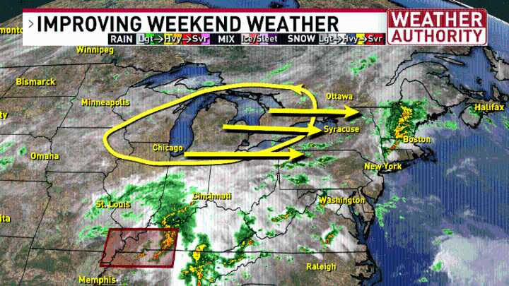 Weekend weather looks to be improving between now and Saturday afternoon