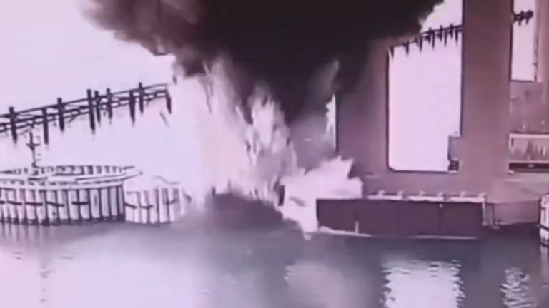 Ukraine war: Underwater explosives strike bridge linking Russia to Crimea, Kyiv says