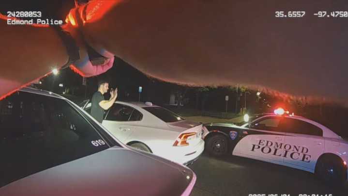 WATCH: Edmond driver arrested at gunpoint, allegedly going 85mph while racing