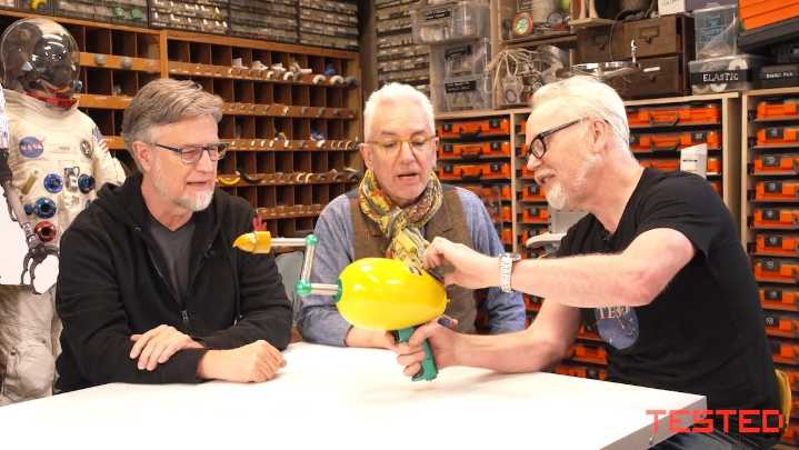 TESTED's Adam Savage Builds REAL 'Chicken Replace-inator” for PHINEAS AND FERB Creators