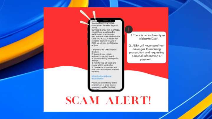 Alabama Law Enforcement Agency warns public of 'Alabama DMV' phishing scheme