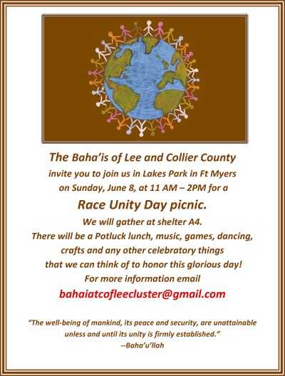Cape Coral Bahá'í's send invitation to Race Unity Day