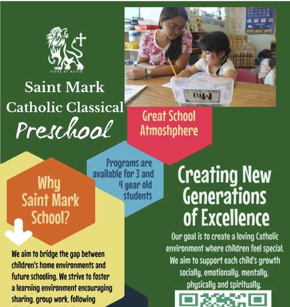 Saint Mark Classical Catholic Preschool enrolling for fall