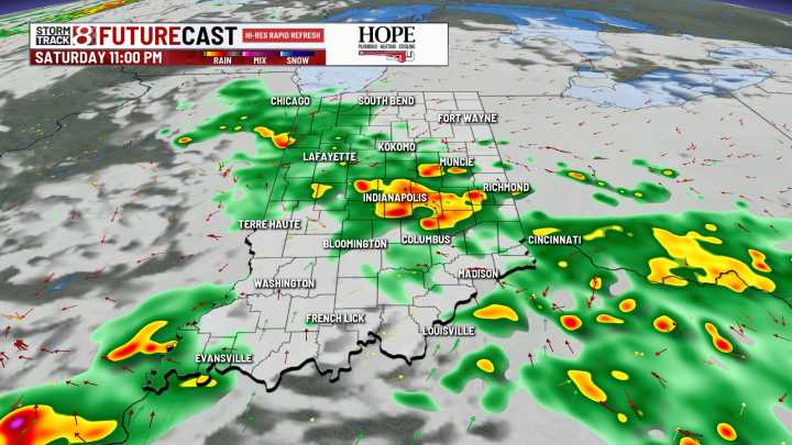 Showers and storms become likely Saturday night